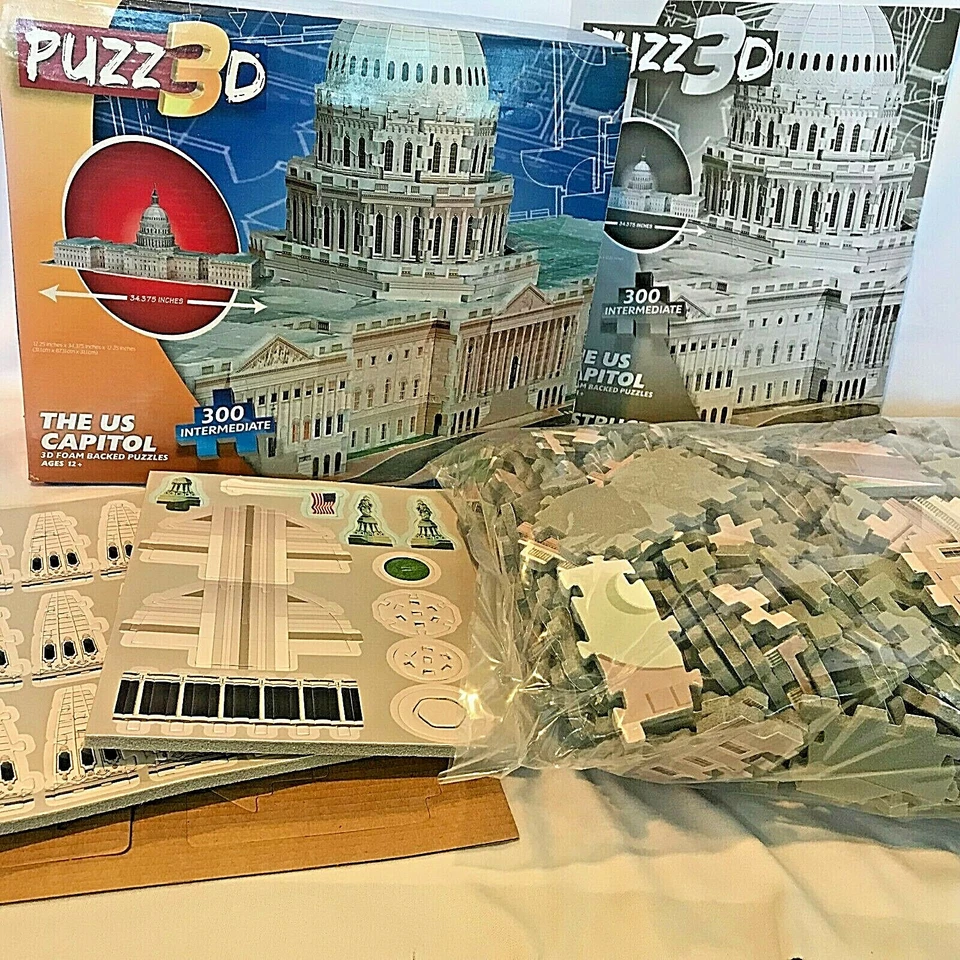 Rompecabezas con respaldo de espuma 3D Capitol EE. UU. 300 piezas 12+ nuevo en caja dañada MB Hasbro Foto 4 de 4