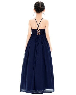 a line junior dresses dideyttawl Junior Bridesmaid Dresses Ruffle Sleeve Square Neck Chiffon A-Line Flower Girl Dress with Slit 2508, Light Blue / 8 main image 1