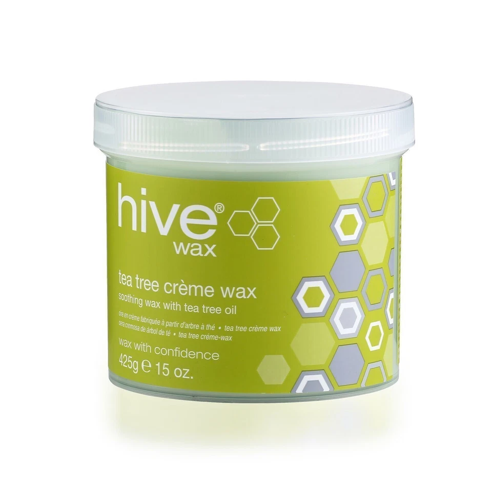 HIVE OF BEAUTY Hive Tea Tree Depilatory Wax 425g leg bikini warm - Free P&P