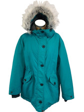 Wantdo Coat Jacket Xl 16 Aqua Green Detached Faux Fur Hood Parka New Bnwot