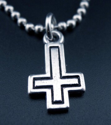 Inverted Cross Necklace Stainless Chain New Upside Down Pendant Satanic ...