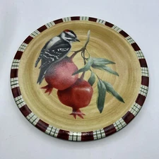 Lenox Winter Greetings Everyday Tartan Downy Woodpecker Salad Plate 8 1/2"