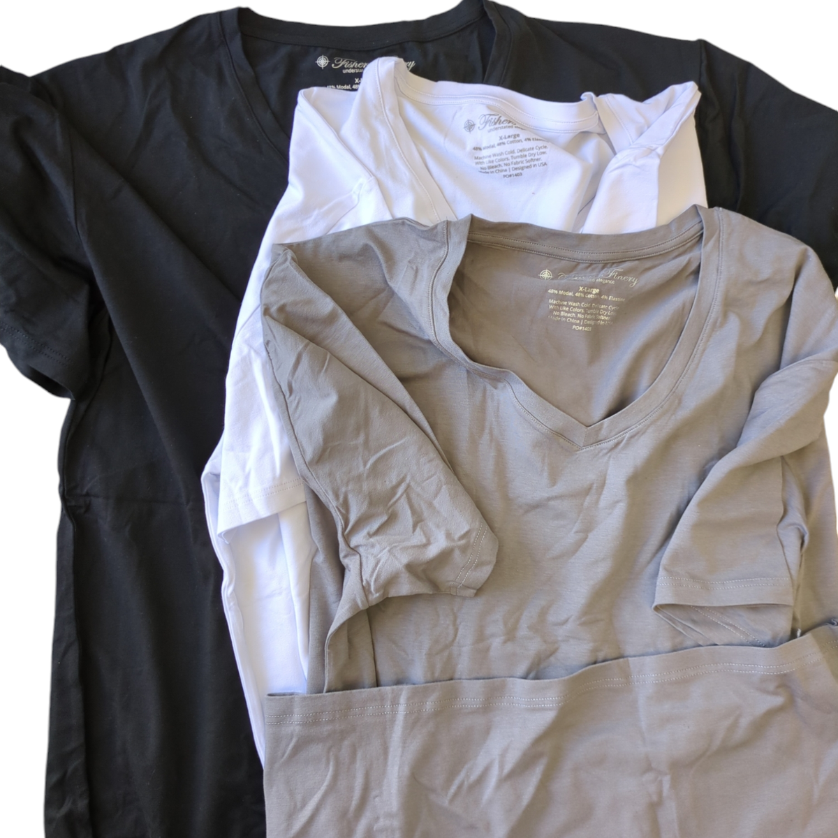 NEW Men's Classic Fit Soft Stretch V-Neck Undershirt 3-pack Blck