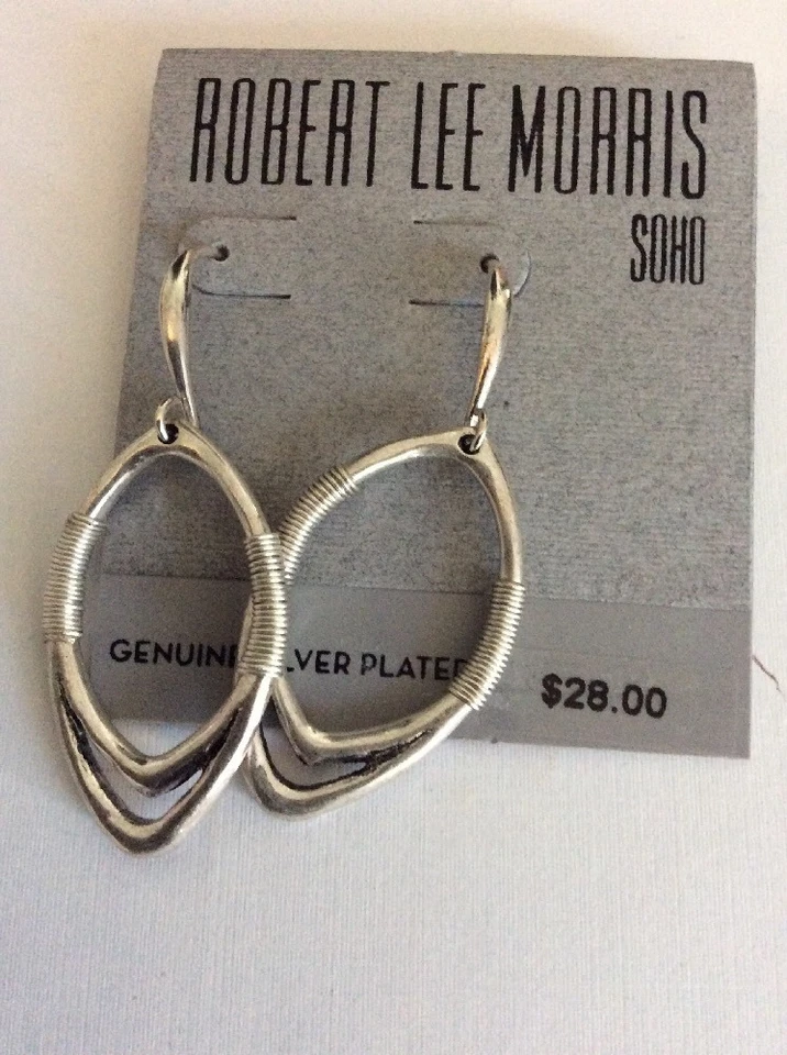 $28 Robert Lee Morris Aros Tono Plata Con Alambre Pendientes 144a Foto 2 de 4