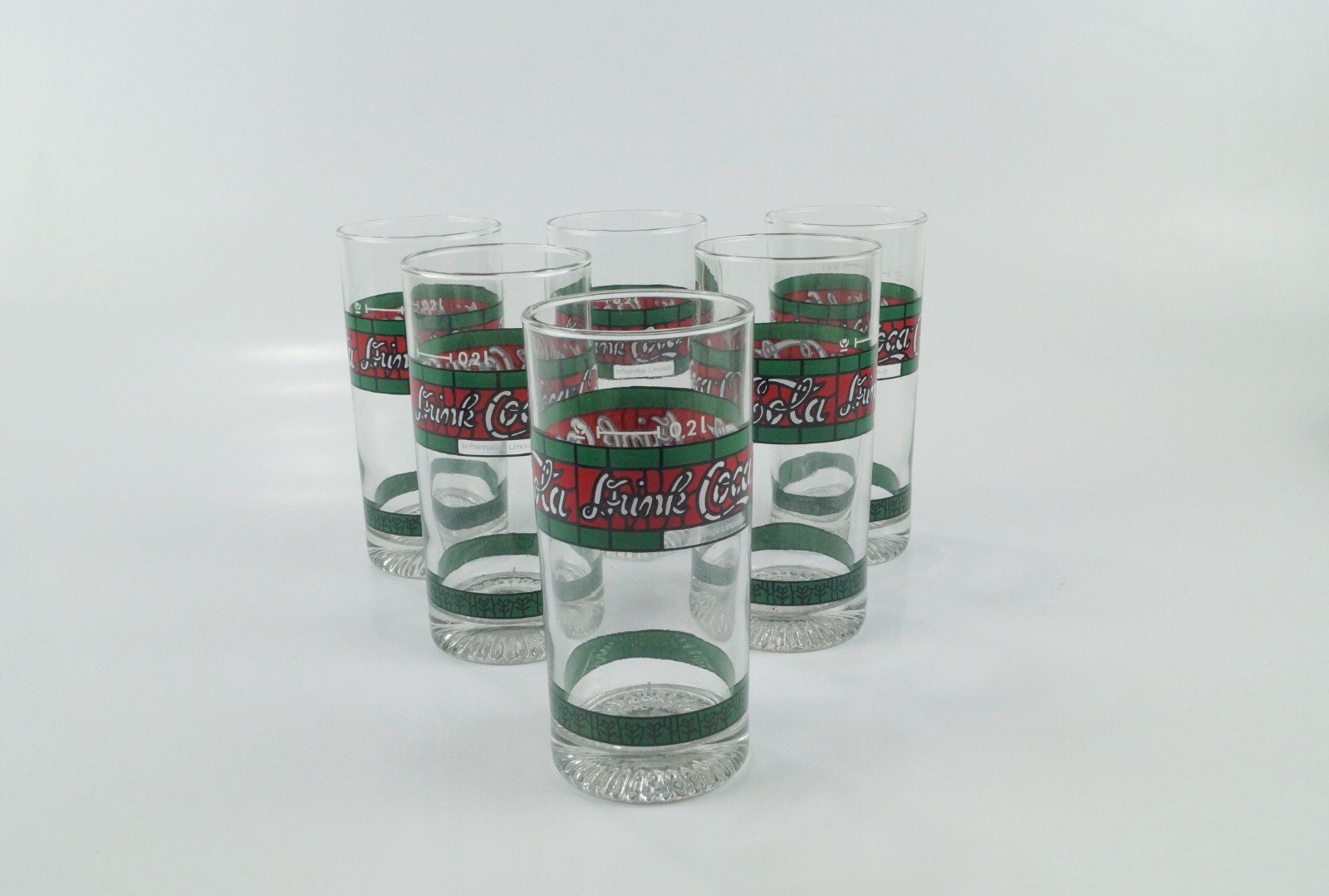 Vintage Coca Cola Tiffany Style Gläser 6x 0,2l Glas Retro Coke 80er