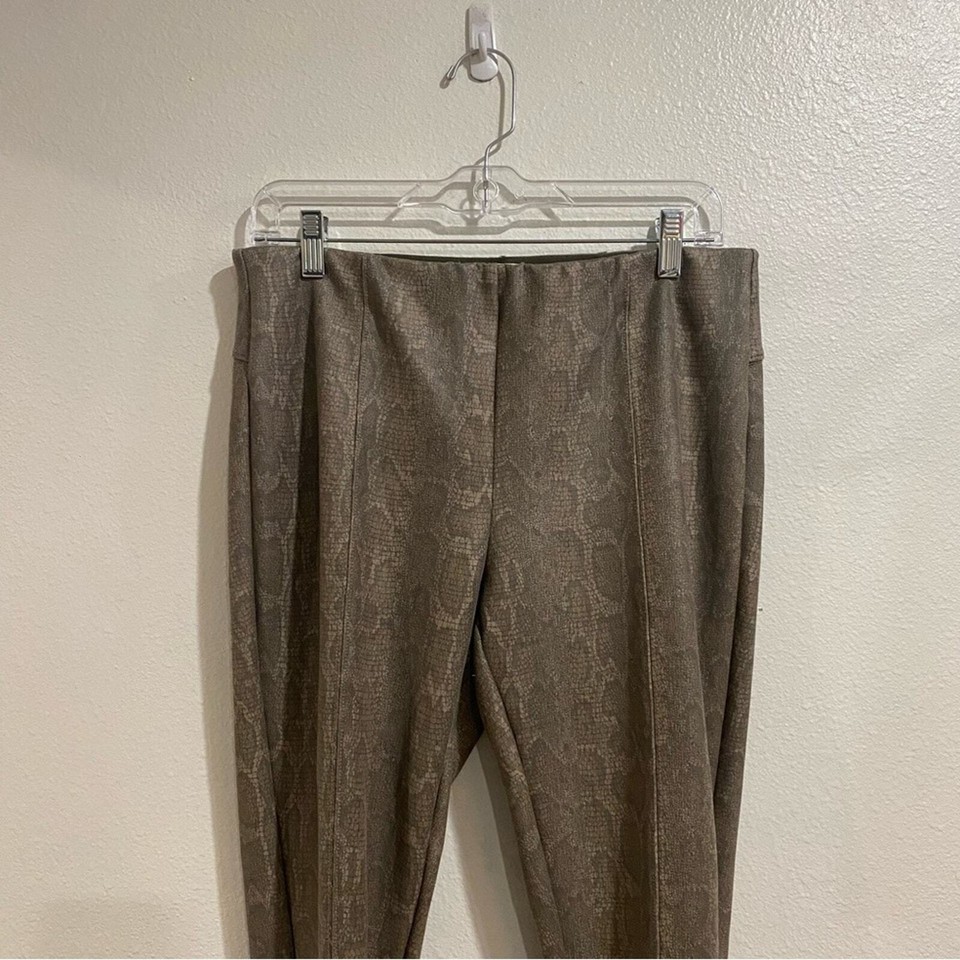By Anthropologie Tan Metallic Snake Ankle Zip High Waist Skinny Pants