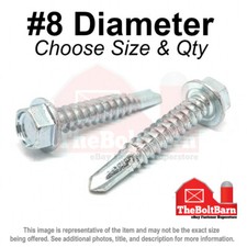  8 Hex Washer Head Self Drilling Sheet Metal Screws Zinc Pick Length  Qty 