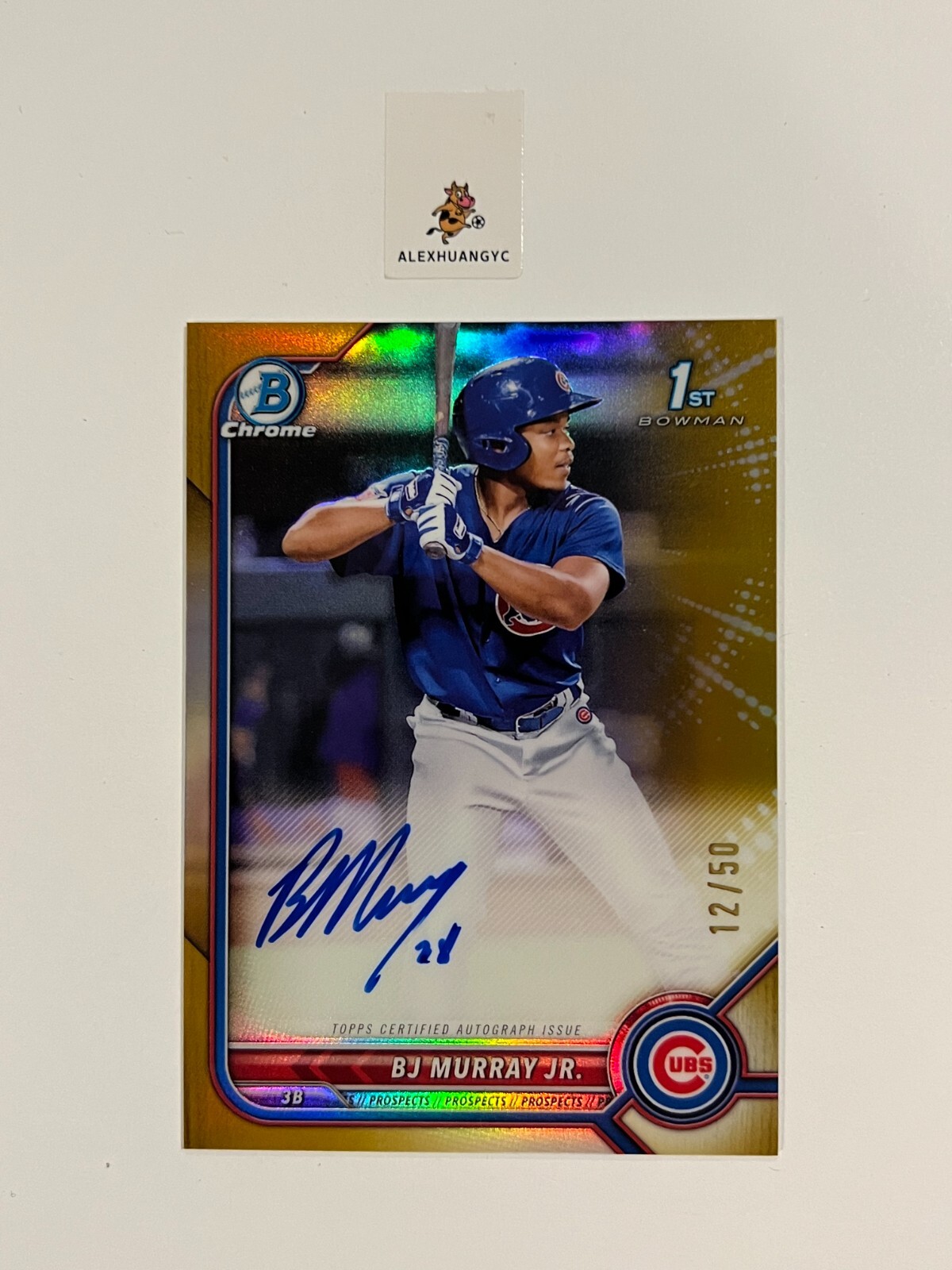 2022 Bowman Chrome BJ Murray Jr 1st Prospect Auto Gold 12/50 Rookie RC Cubs