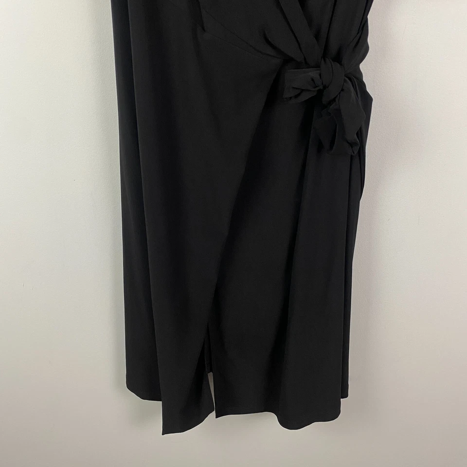 Vestido midi envolvente Kiyonna talla 1X negro elástico mangas 3/4 cuello en V Foto 3 de 4