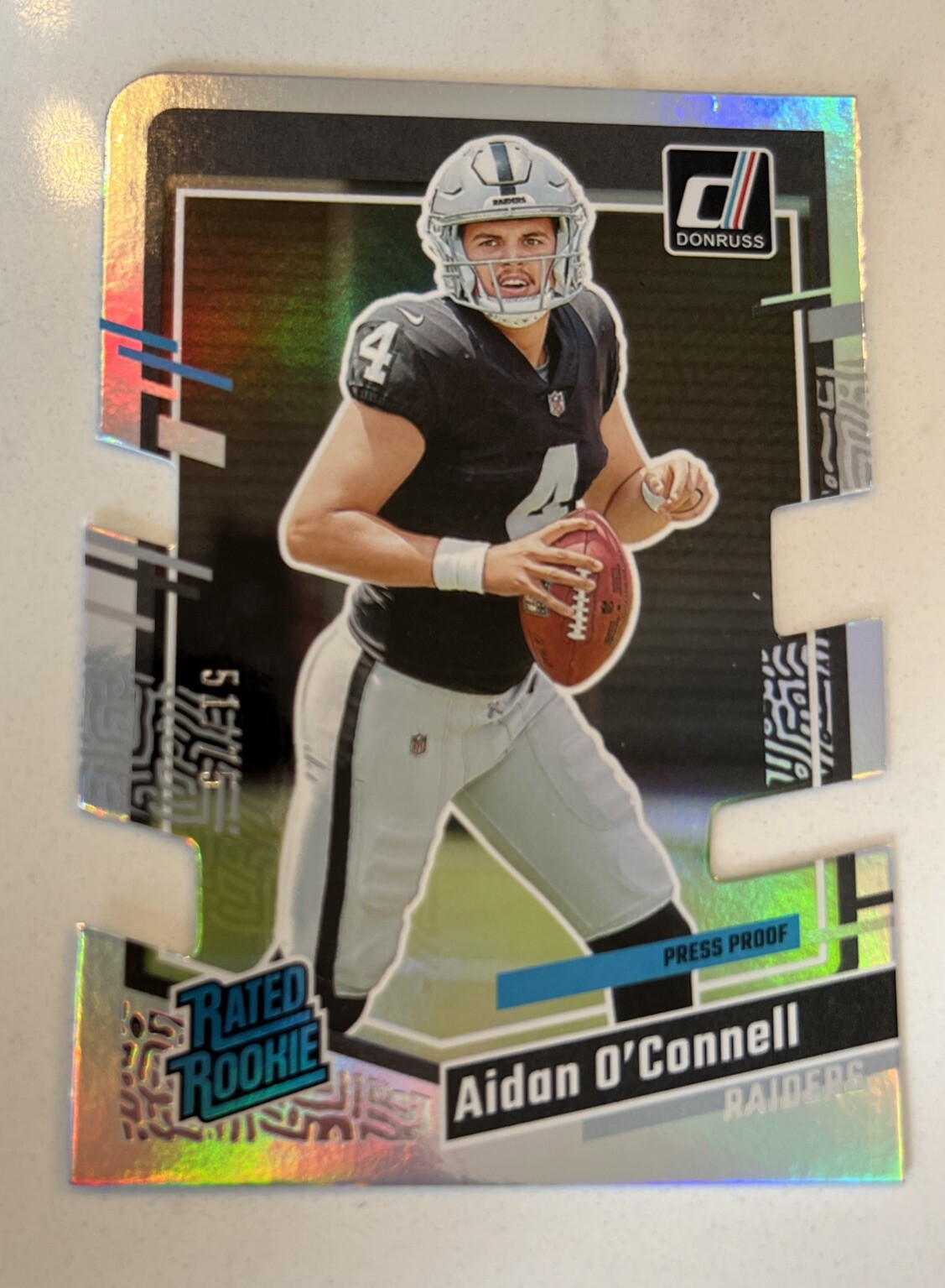 2023 Donruss Aidan O'Connell #360 Press Proof Holo Die Cut Rated RC #51/75