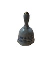 Vintage Blue Snow Village Mini Ceramic Bell With Silver Accent 3.25" H