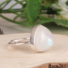 Rainbow Moonstone 925 Sterling Fine Silver Handmade Statement Rings Jewelry