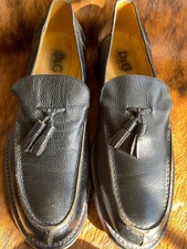 Dolce & Gabbana Men 41 1/2 Black Pebble Leather Tassel Dress Shoes Made in Italy