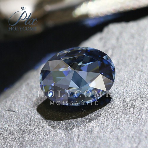 Oval Double Side Rose Cut Loose Moissanite Vivid Blue VVS1 GRA Certificated Gems - Picture 5 of 13