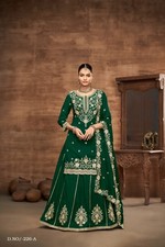 Vichitra Silk Straight Kurtis with Lehenga  Dupatta Indian Party Wear Set