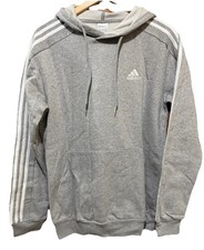 Adidas Hoodie Mens Gray Essentials French Terry 3 Stripes Pullover Small NWT