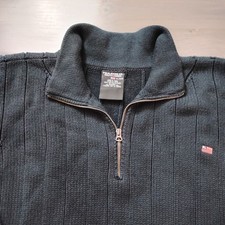 Polo Jeans Co Ralph Lauren Sweater Men's XL Navy Quarter Zip Flag Logo Cotton