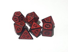 DND Dice Set Runic Polyhedral Die 7pcs Game Dungeons and Dragons Red