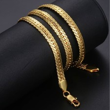 18K Gold Filled Italian 6mm Wide Hip Hop Snake Curb Link Chain Necklace G809G