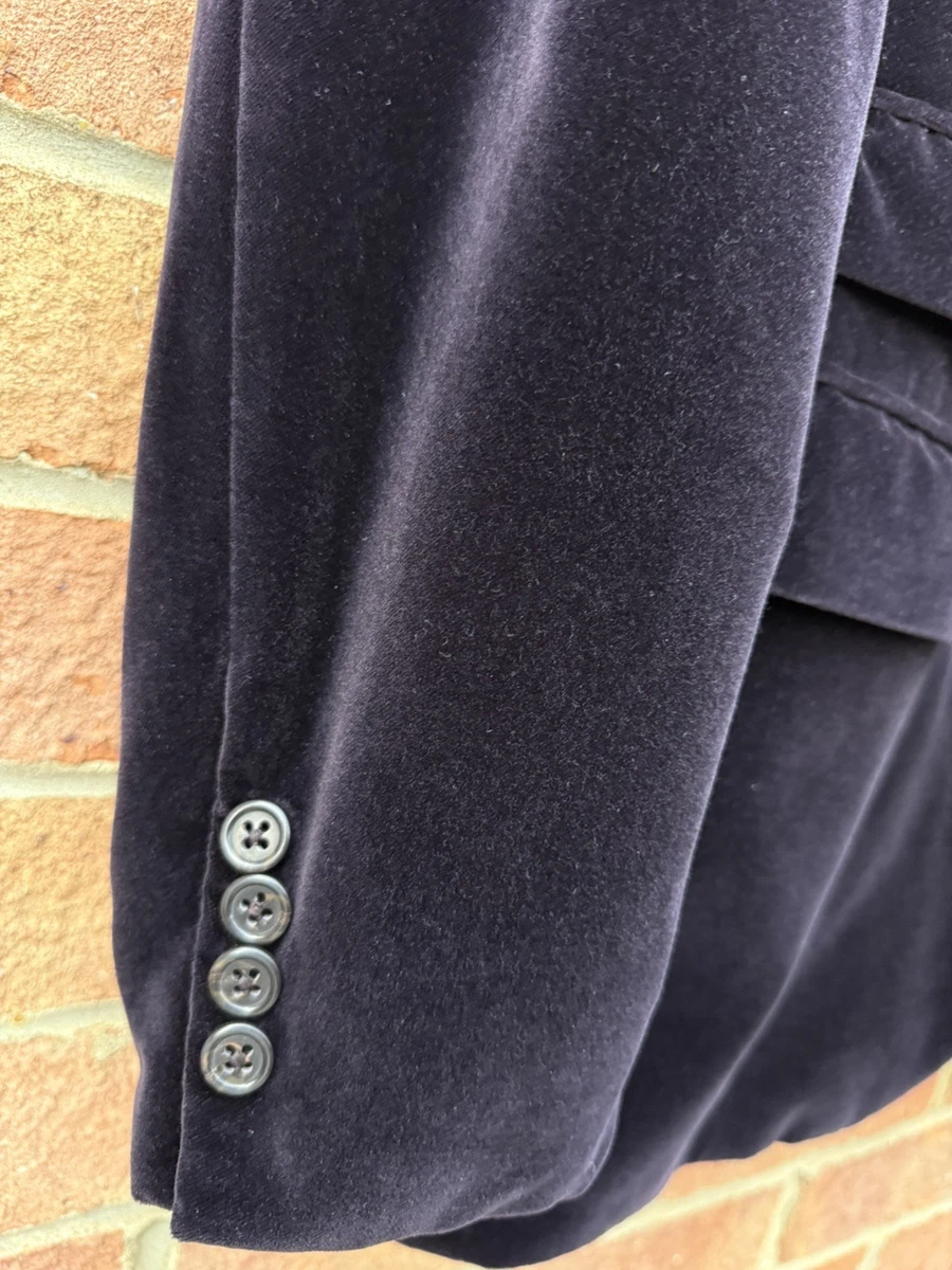 Vintage 90s Polo Ralph Lauren Purple Velvet 3 Button Blazer 46R Made in Italy