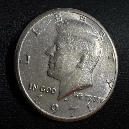 1971-D Kennedy Half Dollar, AU, OFF CENTER STRIKE, DOUBLE DIES & more!  50-0058