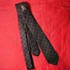 Louis Vuitton Men's Black/Gray Check Woven Silk Designer Tie w/ Box — photo 6