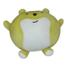 Daiso Plush Bear Yellow Green Teddy Oval Stuffed Animal Pillow Toy 8”