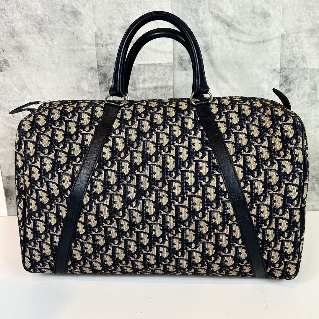 Christian Dior Mini Boston Handbag Canvas Genuine Leather Navy Beige Authentic thumbnail 10