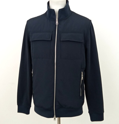 Autograph Men's Jacket Size M Dark Navy Cotton Rich Quilt Zip Up Pocket Used