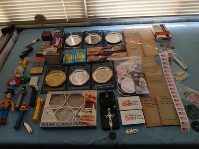 Estate Lot- Junk Drawer Old/new Collectibles-Jewelry,Trinkets,1924 bks,toys