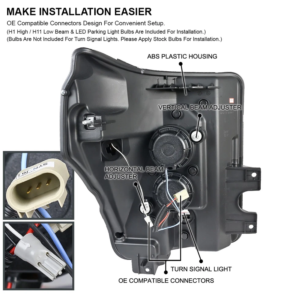 Fits 2011-2016 Ford F250 F350 F450 F550 Super Duty Projector Headlights LED Bar - Изображение 4 из 4