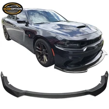 Fits 15-23 Charger SRT V1 Front Bumper Lip Spoiler Splitter Carbon Fiber Print