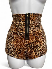Vintage Milkyway USA Leopard Print Shorts  High Waist Gold Zip Shorts
