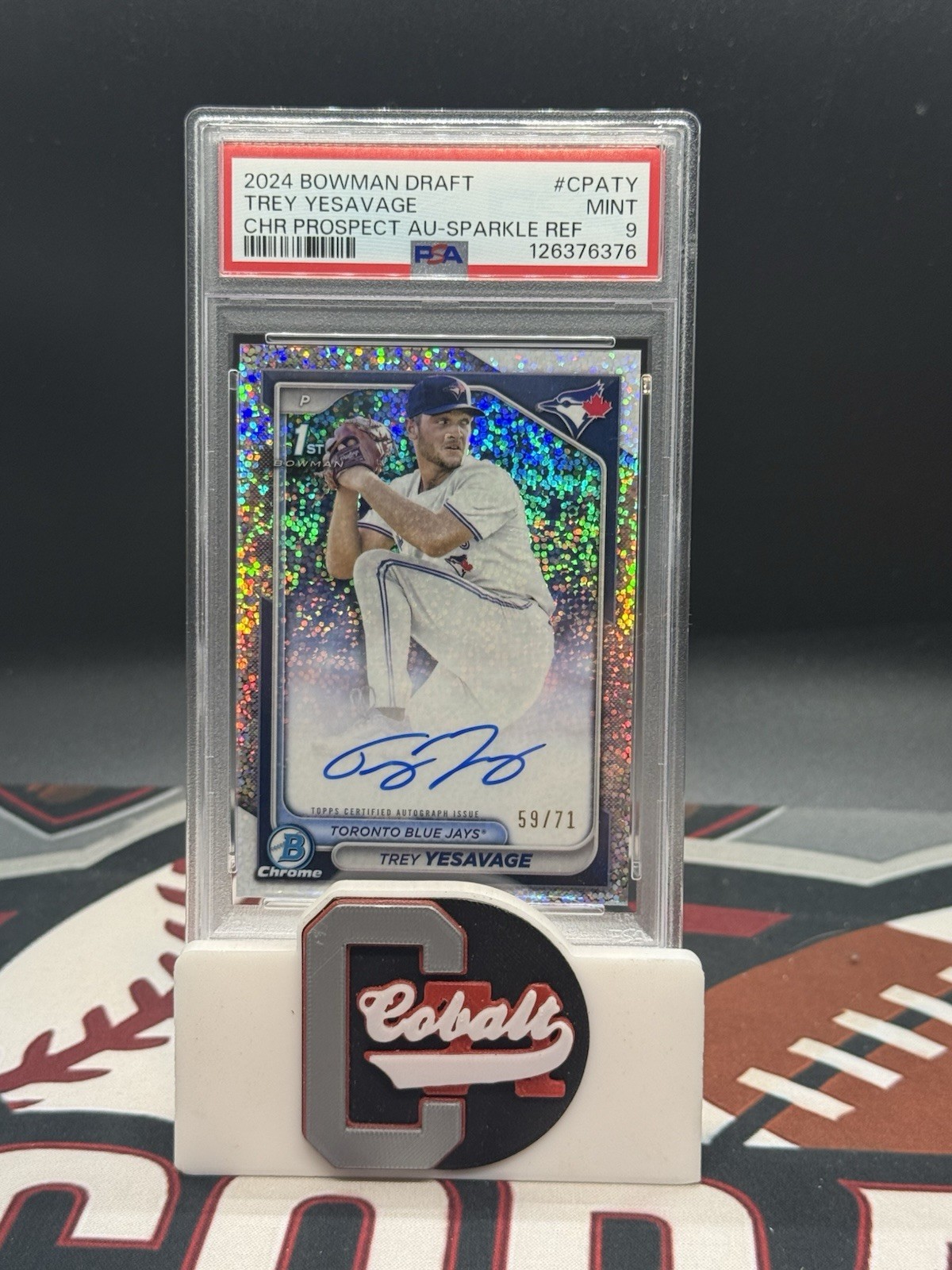2024 Bowman Draft Trey Yesavage Chrome Auto Sparkle Refractor 1st /71 PSA 9