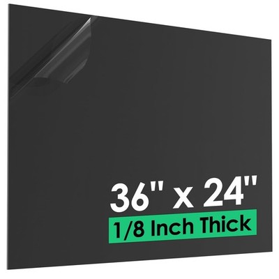 ABS Plastic Sheet 1/8'' x 36'' x 24'', Black Rigid Thermoplastic Board for Signs...
