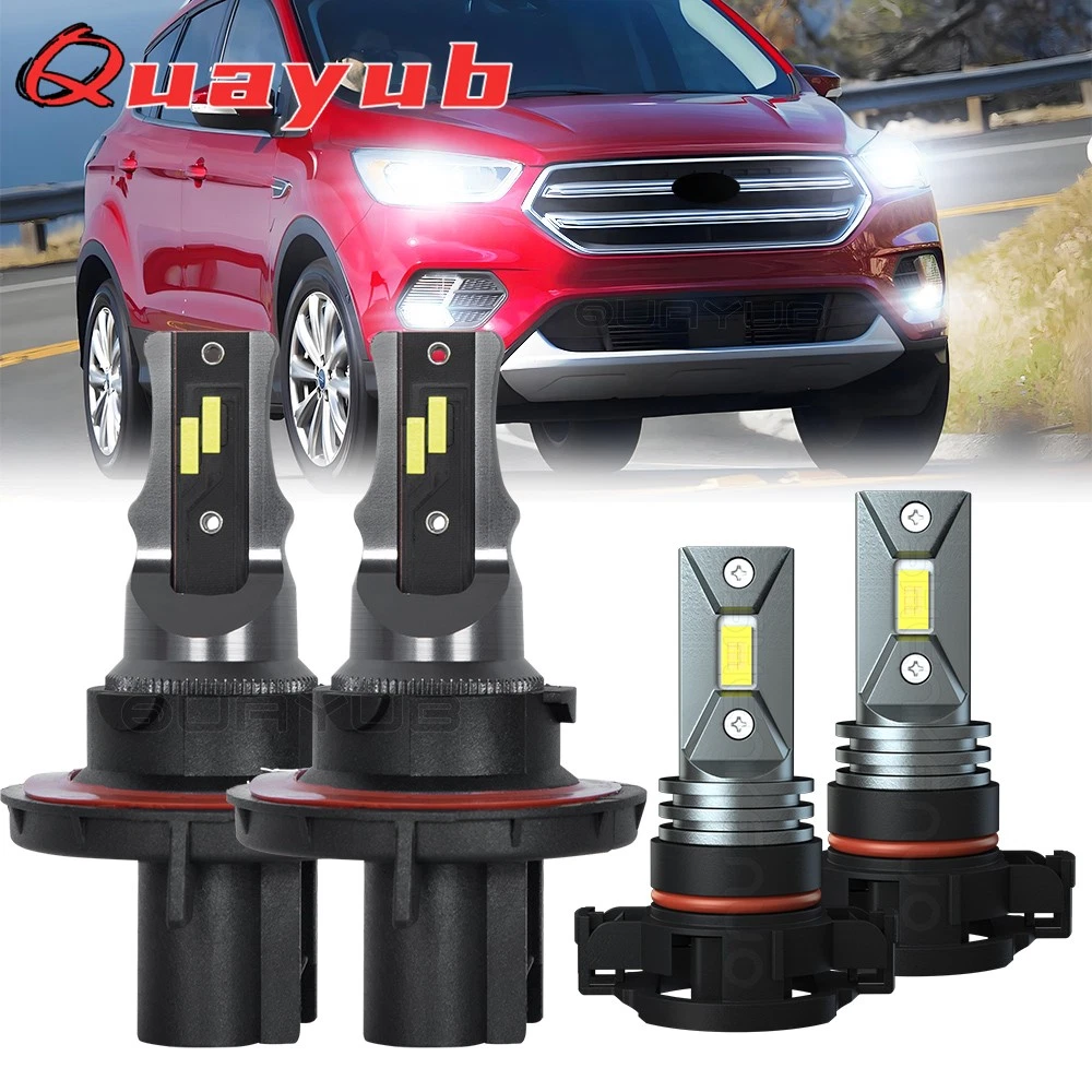 For Ford Escape 2008-2012 LED Headlights High Low Beam + Fog Light Bulbs 6000K