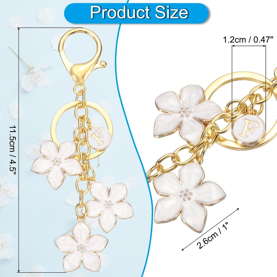 [Patikil] Keychain, Cherry Blossom, Initial Letter Key Chain, Alphabet ...