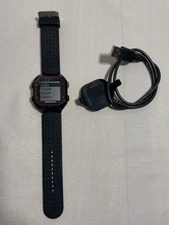 Garmin Forerunner 25 Sports Watch Black Red Tested & Working With Charger