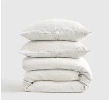 Quince King/California King Organic Airy Gauze Duvet Cover  & 2 Sham set - White