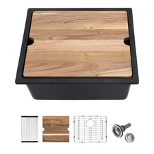 Lofeyo Black Undermount Kitchen Sink 21"x18" Workstation Granite Composite Sink