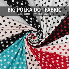 Polka Dot Fabric Big Printed Poly Cotton 60 Inch Wide Soft Craft Fabric
