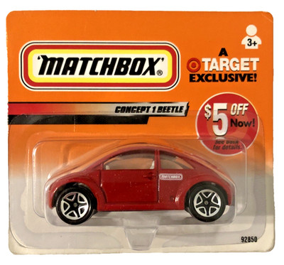 Matchbox Concept 1 VW Beetle Red Metal Flake Short Card Target Exclusive 2000