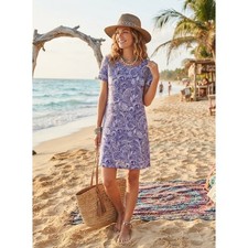 Michael Michael Kors Purple Paisley Shoulder Zip T-Shirt Dress Small $99