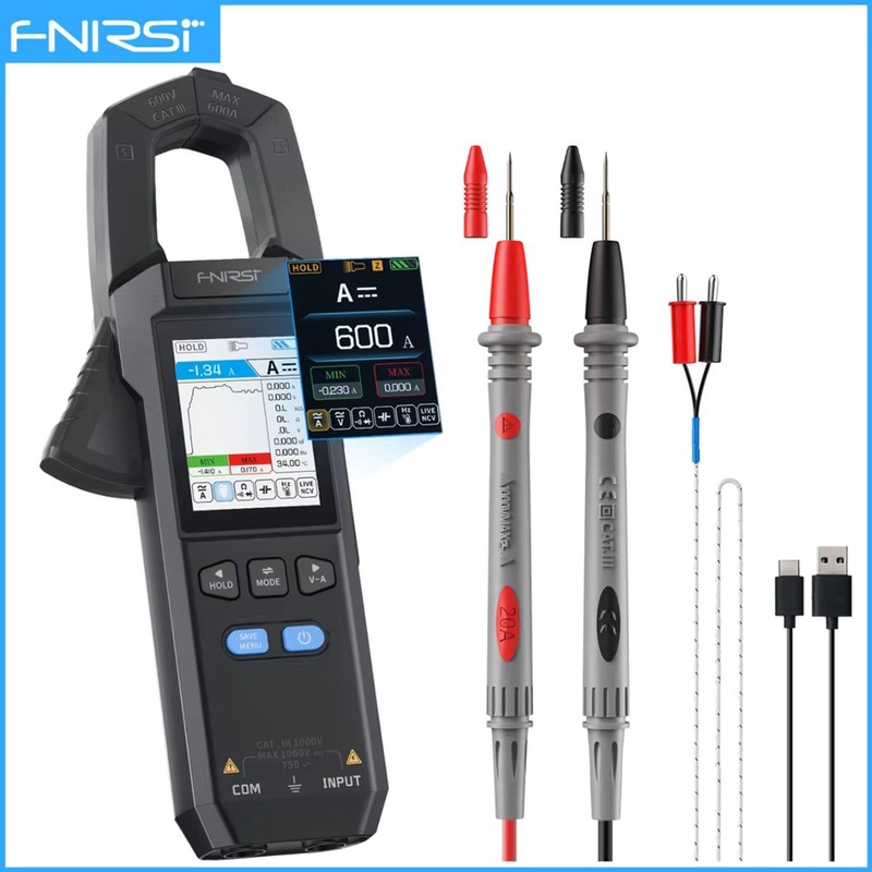 FNIRSI DMC-100 10000 Counts Clamp Meter AC DC Current Digital Multimeter USB
