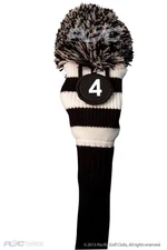 LIMITED EDITION Majek Black White Pom Pom Knit GOLF Club #4 HYBRID Head Cover