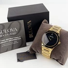Bulova Men's Millennia 97A183 Gold/Black Dial New Stainless Quartz Watch 41mm