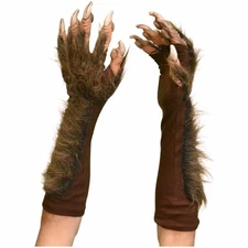 Wolf Werewolf Brown Horror Monster Claws Paws Hands Deluxe Men Costume Gloves