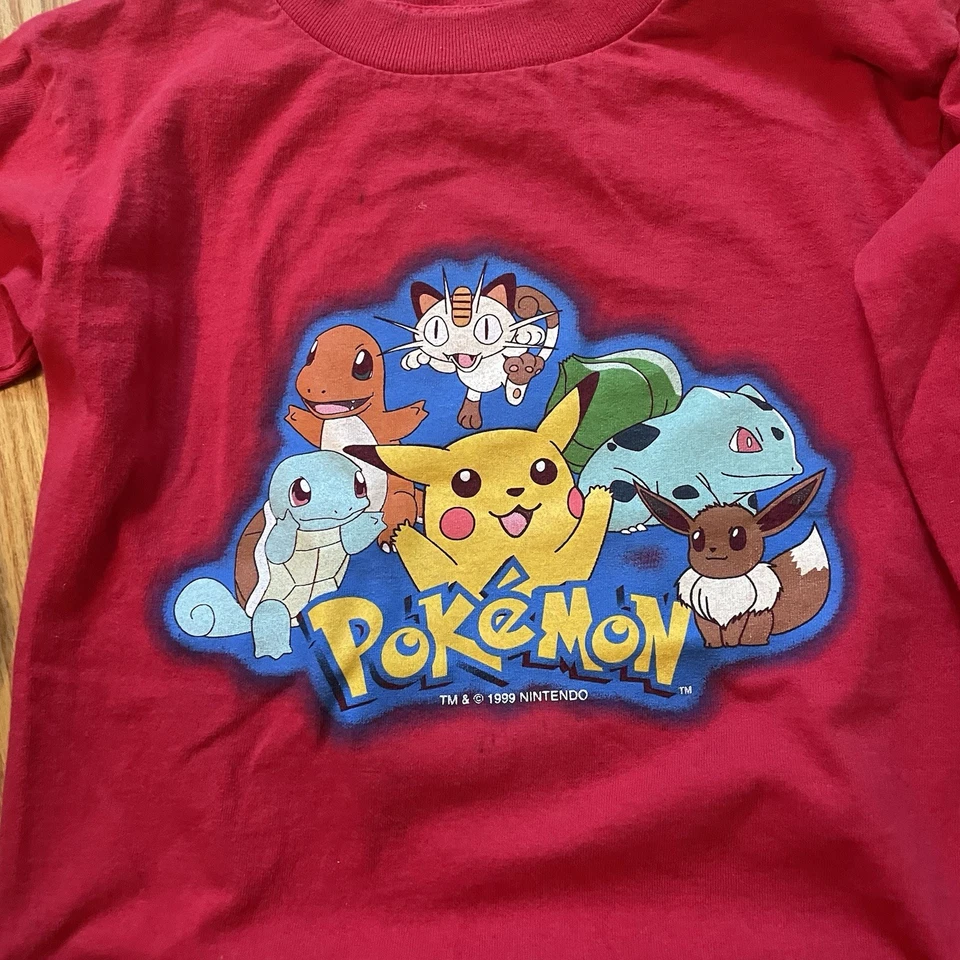 Camiseta De Colección 1999 Pokemon Manga Larga Gráfica Juvenil Talla M (5/6) Pikachu Roja Foto 2 de 4
