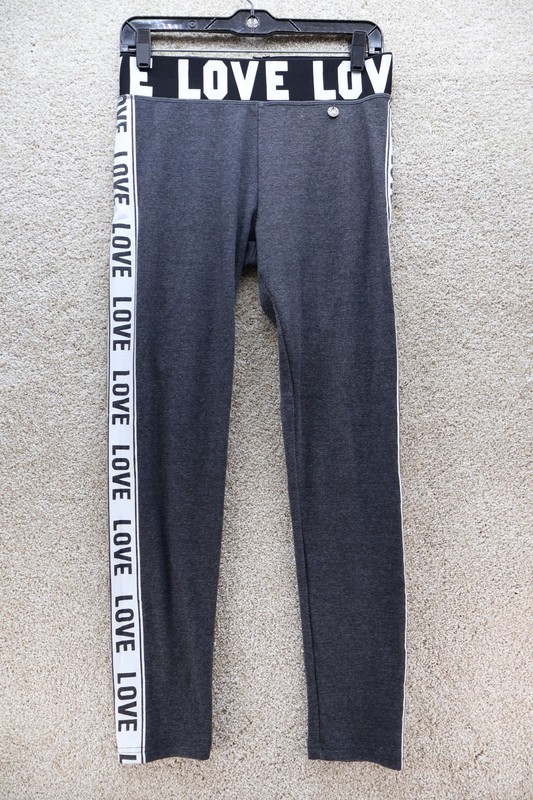 I TOO Love Print Leggings Dark Gray Size Large (See Photo for Wear)