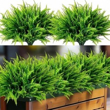 16 Bundles Artificial Plants Outdoor Fake Boston Ferns Plastic Greenery Shrub